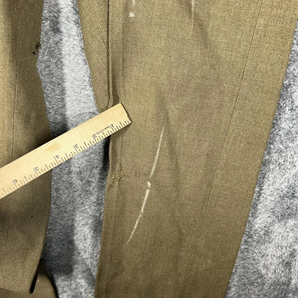 Vintage Pants Mens 31x31 Green Tweed Wool Army WWII Button Fly Lined Straight